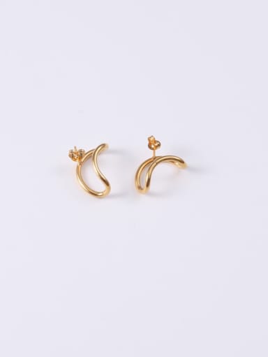Titanium With Gold Plated Simplistic Hollow Geometric Stud Earrings