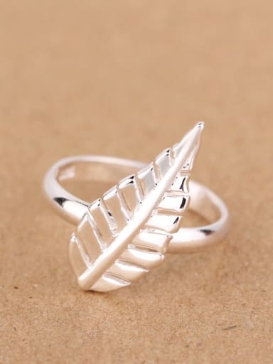 Simple Leaf Silver Women Ring
