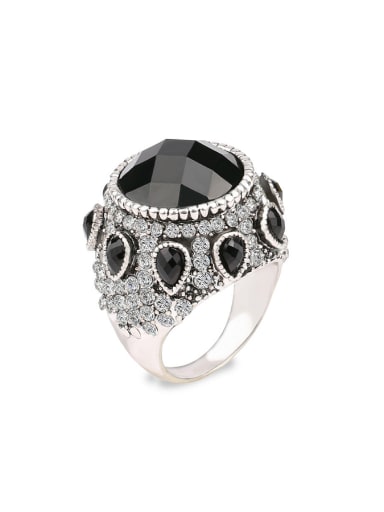 Punk style Exaggerated Black Resin Stones Crystals Alloy Ring