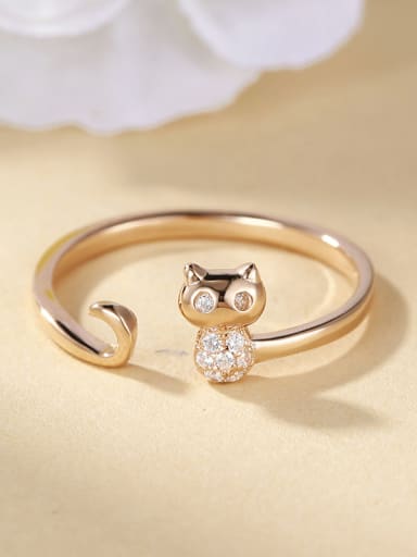 Rose Gold Plated Cat Zircon Ring