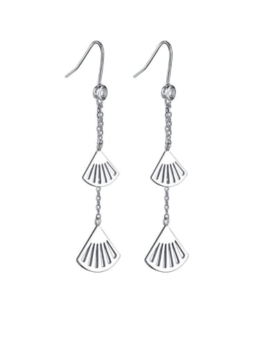 925 Sterling Silver With Long fringe fan Fashion Irregular Drop Earrings