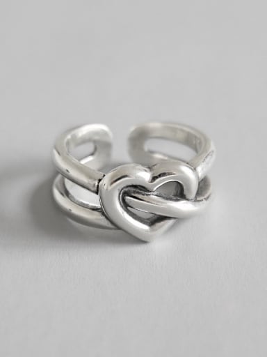 925 Sterling Silver With Silver Plated Vintage Heart Free size  Rings