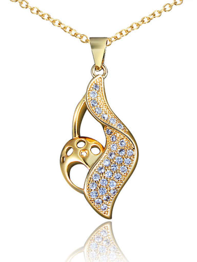 Trendy 18K Gold Plated Leaf Shaped Zircon Necklace