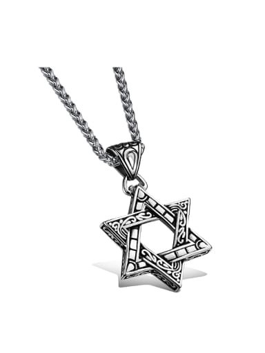 Retro style Hollow Six-pointed Star Titanium Necklace