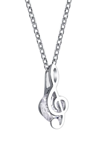 925 Sterling Silver With Cubic Zirconia Simplistic Note Necklaces