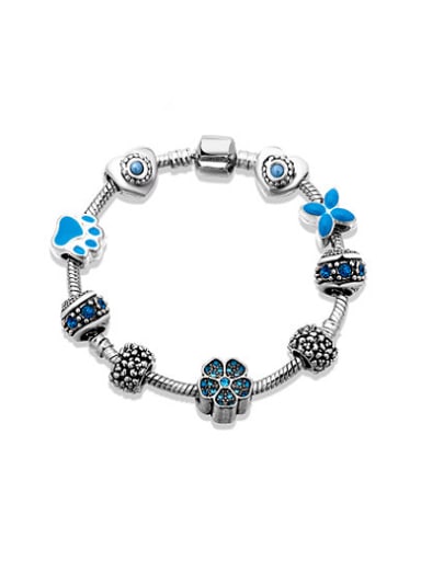 Exquisite Blue Flower Shaped Enamel Bracelet