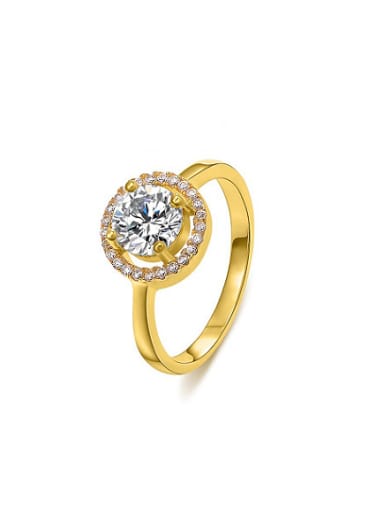 18K Gold Plated Round Shaped Zircon Ring