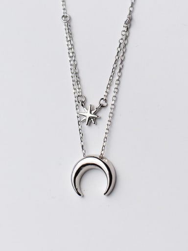 Temperament Moon Shaped S925 Silver Sweater Chain