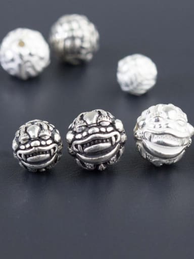 925 Sterling Silver With Antique Silver Plated 8-12mm Dragon Ball Beads