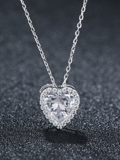 925 Sterling Silver With Platinum Plated Simplistic Heart Locket Necklace