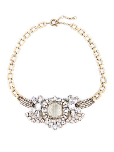 Retro Style Flower-Shaped Gemstones Alloy Necklace