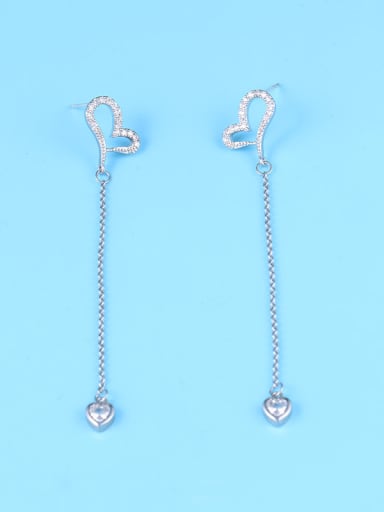 Copper With Platinum Plated Simplistic Heart Threader Earrings