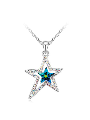 custom Simple austrian Crystals-covered Star Pendant Alloy Necklace