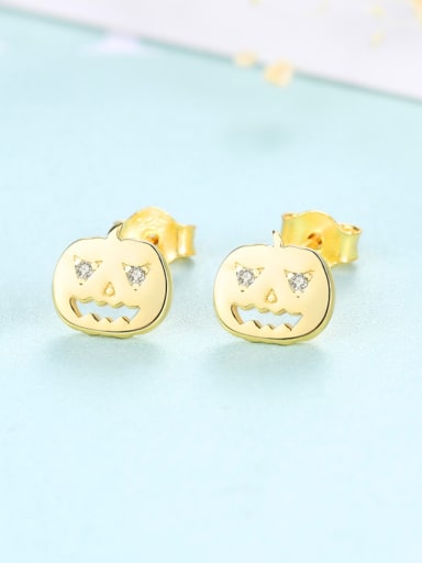 custom 925 Sterling Silver Halloween pumpkin Stud Earrings