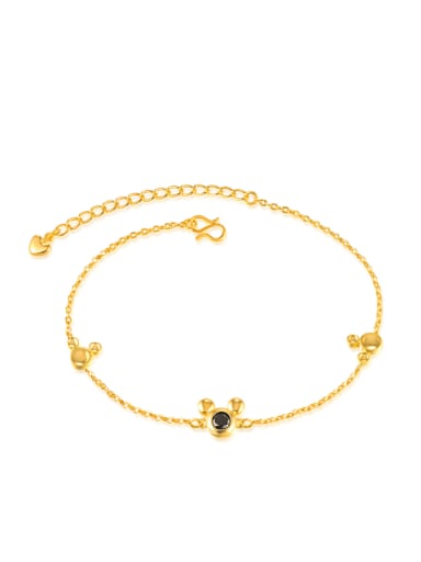 Simple Tiny Mickey Mouse Gold Plated Anklet