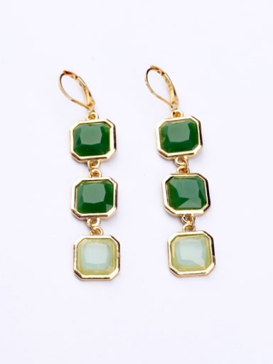 Simple Square Aritifical Gemstones drop earring