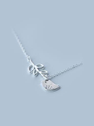 S925 Silver lovely birds on leaves adjectable necklace