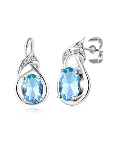 Elegant Blue Geometric Shaped Glass Earrings
