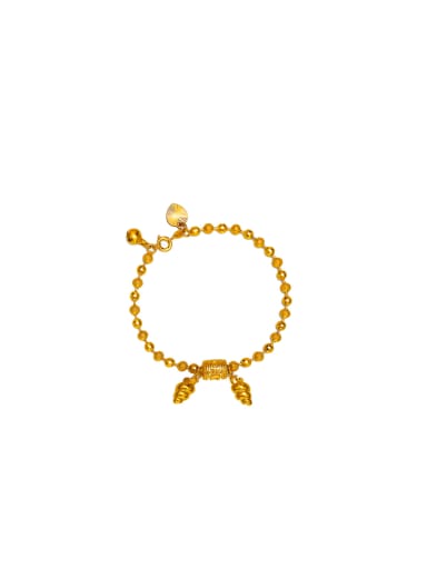 Copper Alloy 24K Gold Plated Classical Beads Bracelet