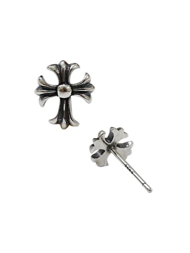 Retro style Little Cross Silver Stud Earrings