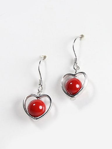 Fashion Red Bead Heart shaped Earrings