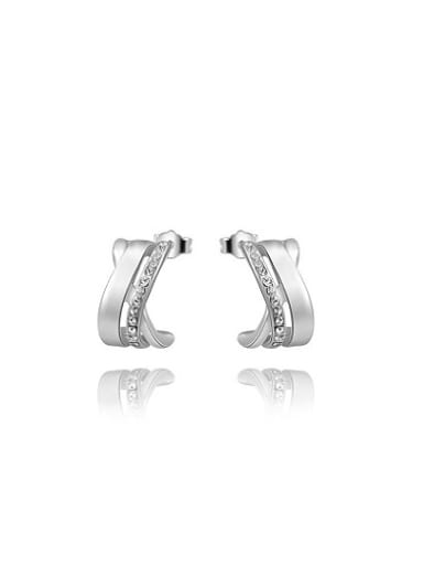 Platinum Plated Geometric Shaped Crystal Stud Earrings