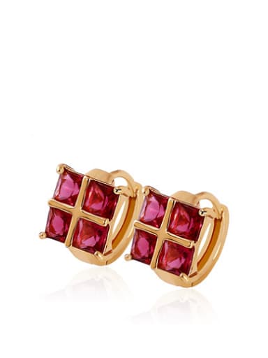 Copper Alloy Gold Plated Fashion Square Zircon clip on earring