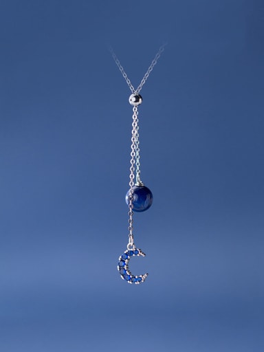 925 Sterling Silver With Platinum Plated Fashion Moon Necklaces