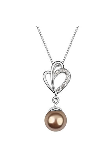 Simple Imitation Pearl Tiny White Crystals Alloy Necklace