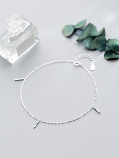 925 Sterling Silver With Platinum Plated Simplistic Anklets