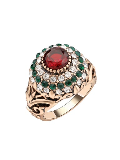 Retro Noble style Ruby Resin Crystals Alloy Ring