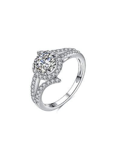 Luxury 925 Silver Round Shaped Zircon Ring