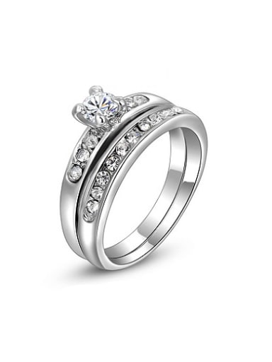 Exquisite Round Shaped Austria Crystal Combination Ring
