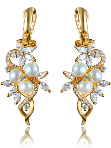 Luxury 18K Gold Plated Artificial Pearl Drop Earrings