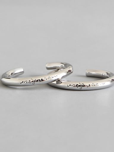 925 Sterling Silve  Simple and smooth English free size rings