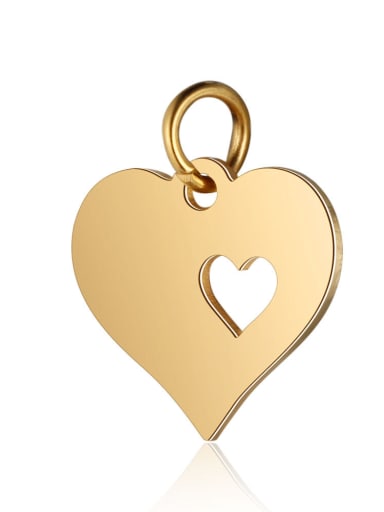 Stainless Steel With Gold Plated Classic Heart Charms
