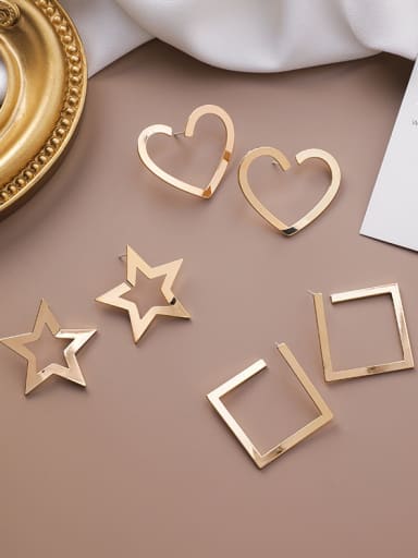 Alloy With Rose Gold Plated Smooth Simplistic Geometric Stud Earrings