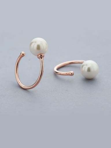 Rose Gold Plated C Shaped Pearl Earrings