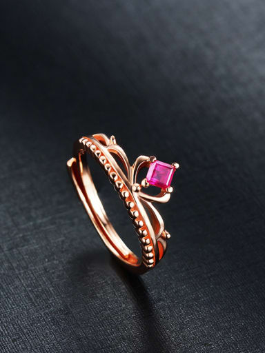 Rose Gold Plated Ruby Crown Ring