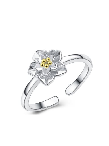 Two Color Plated Flower Opening Ring
