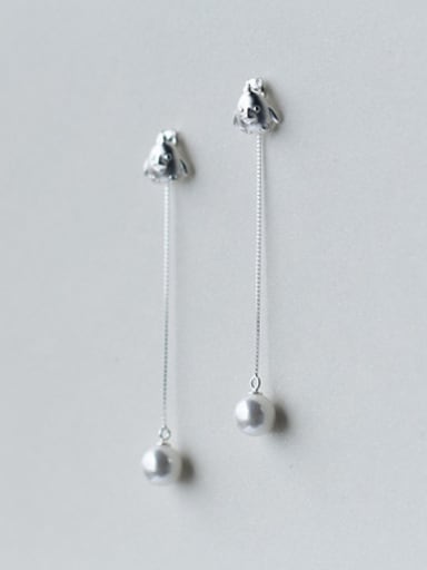 All-match Frosted Chick Shaped Artificial Pearl Drop Earrings