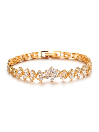 18K Gold Plated Zircon Flowery Women Bracelet