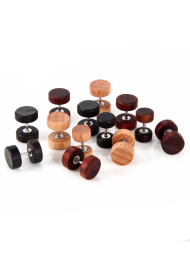 Wood with round simple fashion Dumbbell Stud Earrings