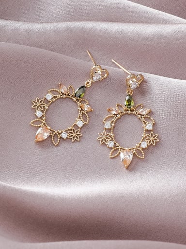 Alloy With Gold Plated Fashion Hollow  Flower Drop Earrings