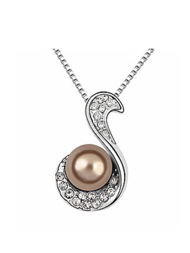 Fashion Imitation Pearl Shiny Tiny Crystals Alloy Necklace