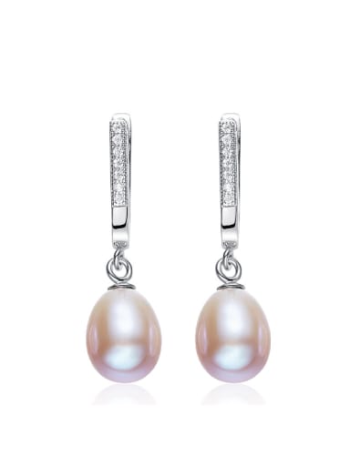 Simple Freshwater Pearl Tiny Zircon Earrings