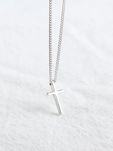 Simple Cross Silver Women Necklace