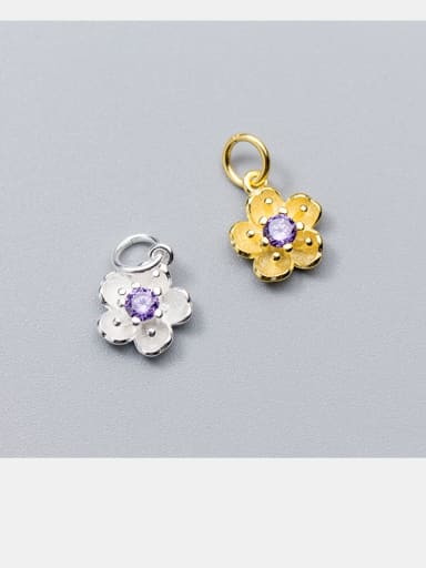 925 Sterling Silver With Silver Plated Five petals Charms