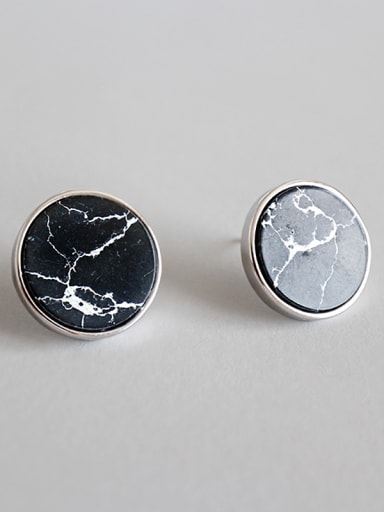Sterling silver black marble personality earrings