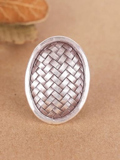 Exaggerated Oval Woven Silver Ring